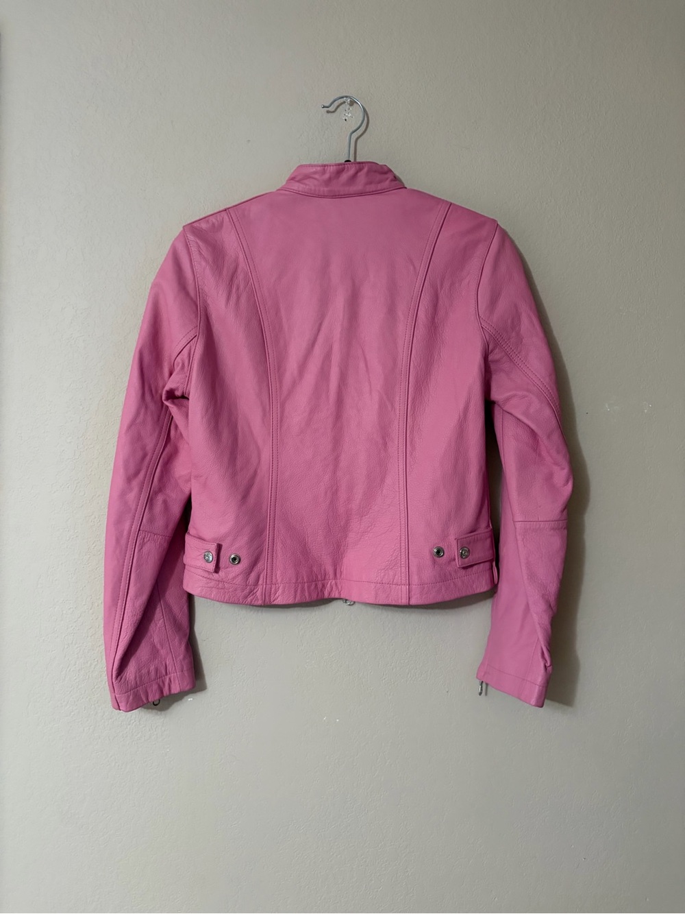 Vintage Wilsons Leather Maxima Pink Moto Jacket Small Y2K Cafe Racer Biker S - Picture 2 of 16